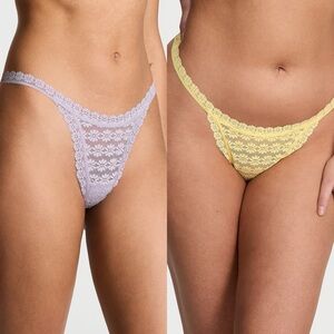 #7-Victoria's Secret 2 Pack Yellow and Purple Lace Panties Women’s Small NWT